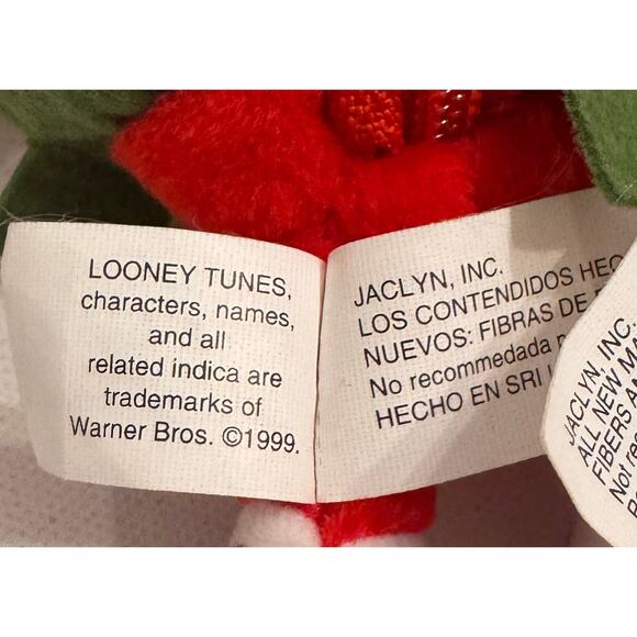 Vtg 1999 Marvin the Martian Beanie Plush Keychain Zip Back Looney Tunes - Picture 3 of 4